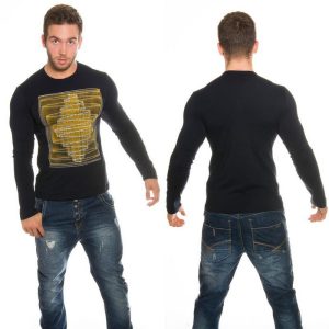 T-shirt Homme manche longue fashion couleur bleu foncé